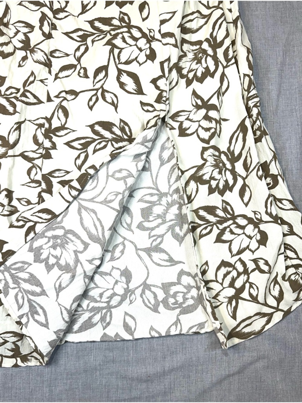 Sweet Wanderer White Midi Dress with Brown Floral Print - Picture 4 of 11
